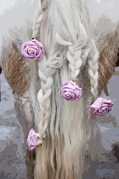 Gevlochten paardenstaart met rozen von Arie Storm