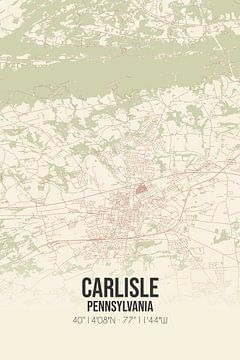 Vintage landkaart van Carlisle (Pennsylvania), USA. van Rezona