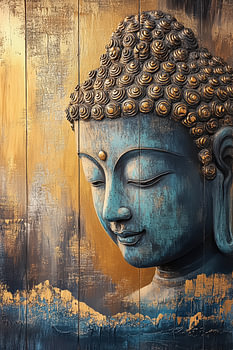 Buddha Porträt im Japandi Stil