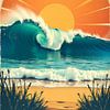 Vintage-Surfplakat, die Freiheit des Surfens mit retro Charme von SHAKA LAB