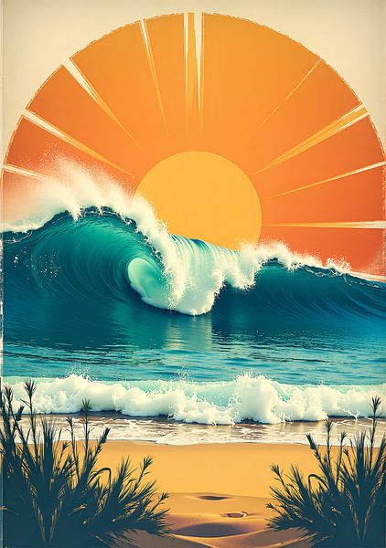 Vintage surfposter, de vrijheid van surfen met retro charme van SHAKA LAB