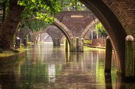 Zicht op de Hamburgerbrug, de Weesbrug, Smeebrug, Geertebrug en Vollersbrug in Utrecht (LIGGEND) van André Blom Fotografie Utrecht thumbnail