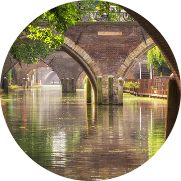 Zicht op de Hamburgerbrug, de Weesbrug, Smeebrug, Geertebrug en Vollersbrug in Utrecht (LIGGEND)