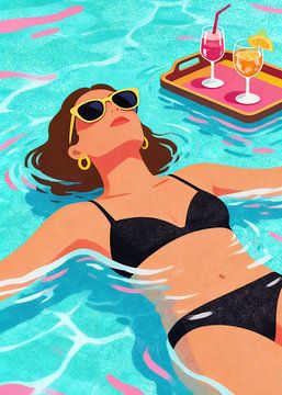 Femmes flottant dans une piscine sur Muhammad Ardian