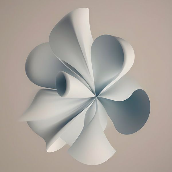Abstracte 3d Bloem Vorm beige wit van The Art Kroep