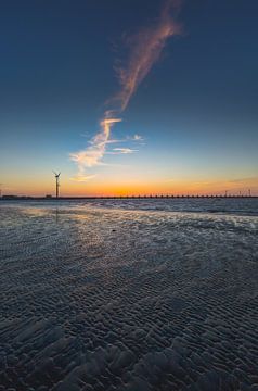 Barrage anti-tempête de l'Escaut oriental coucher de soleil 3 sur Andy Troy