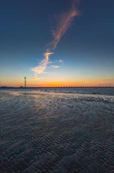 Barrage anti-tempête de l'Escaut oriental coucher de soleil 3 par Andy Troy