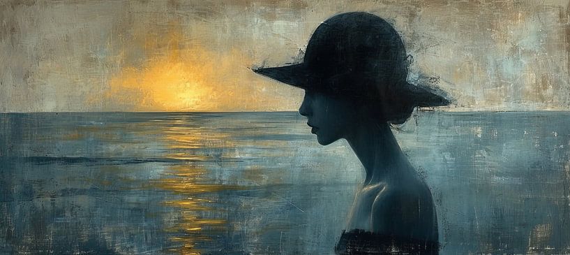 Frau Sonnenuntergang | Dämmerung Silhouette Eleganz von Kunst Laune