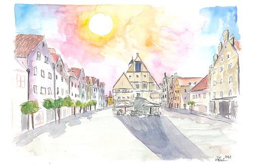 Place de la vieille ville de Weiden avec l'hôtel de ville dans le Haut-Palatinat