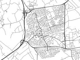 Karte von Uden in Schwarz ud Weiss von De Kaartenwinkel