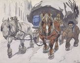 Bauernwagen mit zwei Pferden vor dem Wagen, Alfred Ost, 1914 von Atelier Liesjes Miniaturansicht