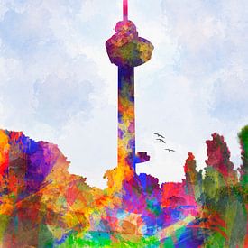 Euromast in watercolor by Adriana Zoon