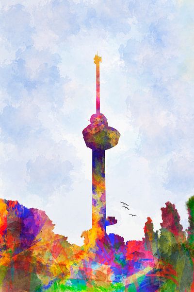 Euromast in watercolor by Adriana Zoon