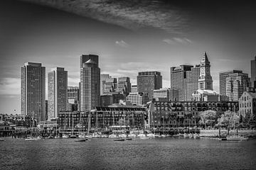 BOSTON Skyline North End & Financial District | Monochrom von Melanie Viola