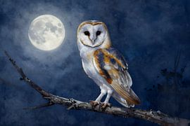 Schleiereule im Vollmondlicht von Kristin M