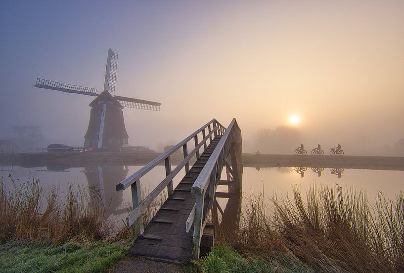 3 schoolchildren in the fog by peterheinspictures