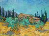 Cabanes en bois parmi les oliviers et les cyprès, Vincent van Gogh
