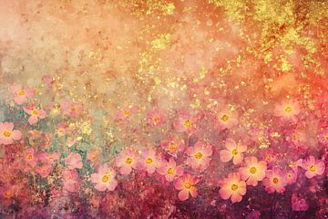 Abstract Bloemenveld Schilderij | Floral Haze Glory van Abstract Schilderij