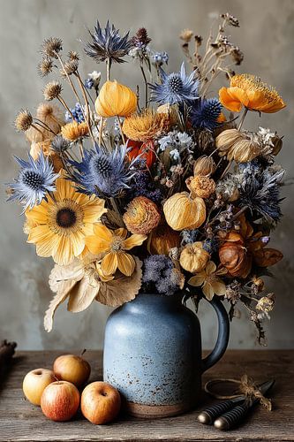 Botanical composition in Blue and Yellow no.6