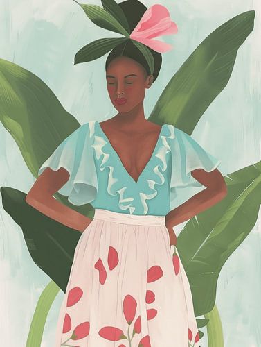 Modernes Porträt in Pastellfarben, Illustration