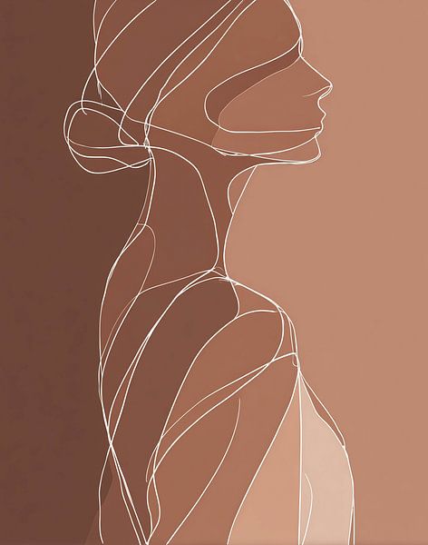 Femme dans des lignes de brun chaud par Color Square