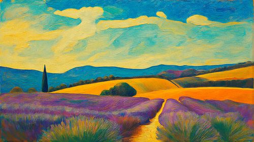 Malerische toskanische Landschaft mit Lavendelfeldern