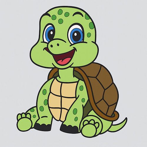 Cheerful baby turtle in sitting position