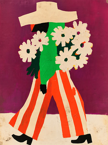 Blumen im Vorübergehen – Figurative Malerei