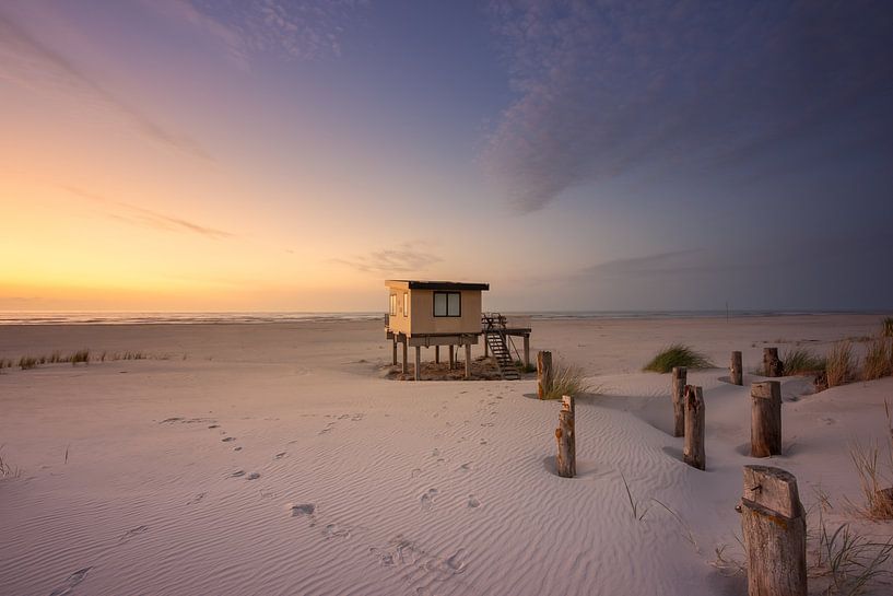 Beach house at sunset on the beach of wadden island Ameland by KB Design & Photography (Karen Brouwer)