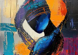 Woman in Abstract Style | Blue Woman by Eye catching paintings