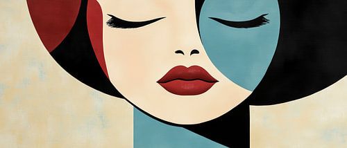 Damesgezicht in zachte kleuren - Modern