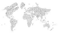 Englische typographische Weltkarte