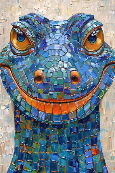 Colourful pop art lizard with happy smile by Art & Soul Creations