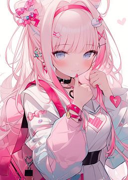 Cute Anime Pink by P U F F Y