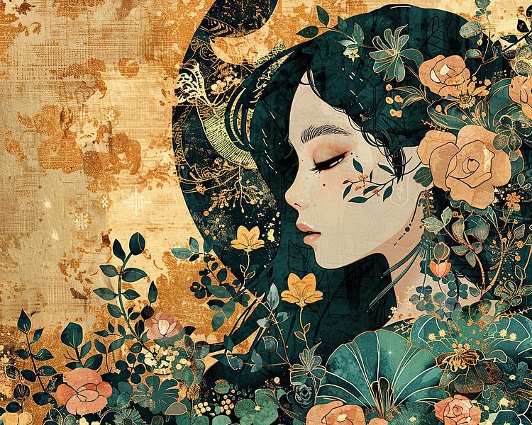 Frau Blume Porträt | Whimsical Botanic Dreams von Kunst Laune