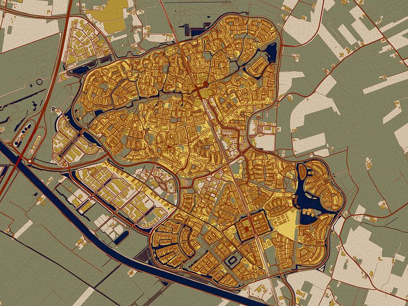 Kaart van Houten in de stijl van Gustav Klimt van Maporia