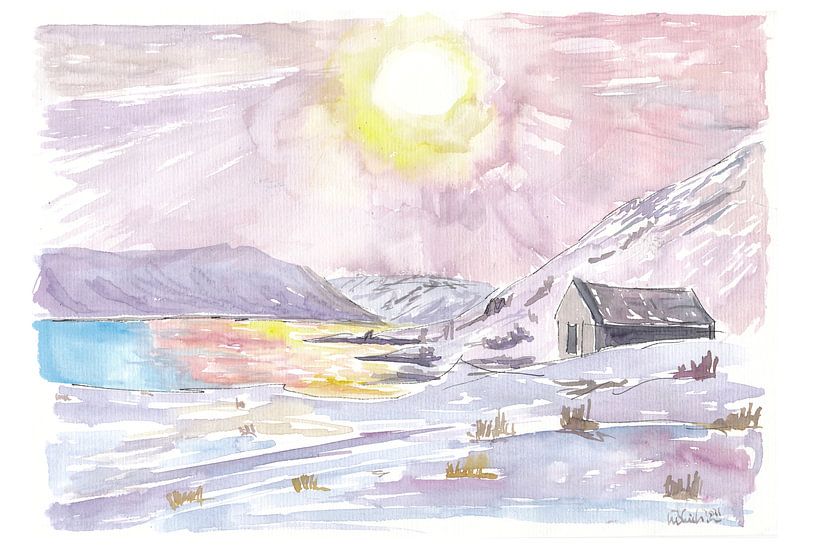 Winter in de Hooglanden Romantisch Schots landschap met Loch van Markus Bleichner