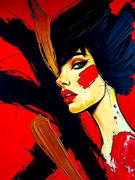 The fire within me - An abstract journey in black, red and gold by The Art of Mark Fischer