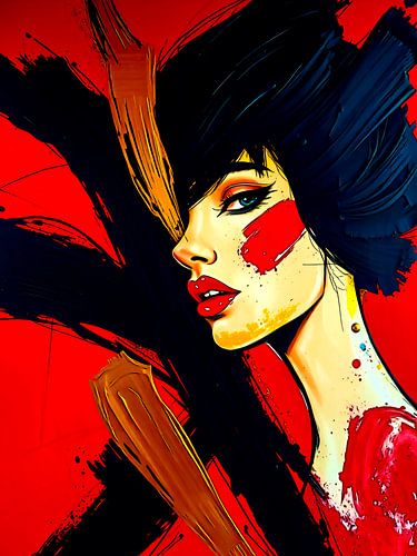 Le feu en moi - Un voyage abstrait en noir, rouge et or