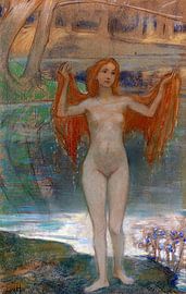 Nude girl on the shore of the lake, LUDWIG VON HOFMANN, ca. 1890