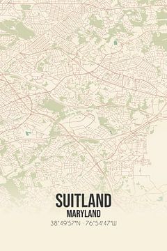 Vintage landkaart van Suitland (Maryland), USA. van MijnStadsPoster
