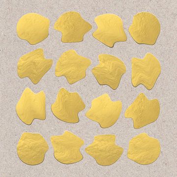 Abstracte geometrische vormen in goud op beige van Dina Dankers