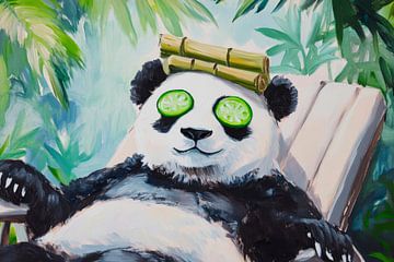 Ontspannende panda in de spa