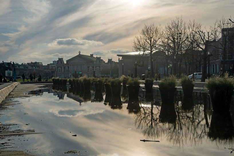 Beautiful reflecting skies at the Amsterdam Municipal Museum by wil spijker