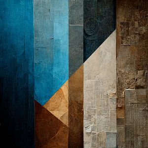 Abstrakt, beige, blau, braun, Kontrast, Geometrie, grau, Leinen, modern, Design, Gemälde