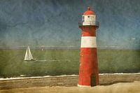 Vintage photo lighthouse of Westkapelle Netherlands