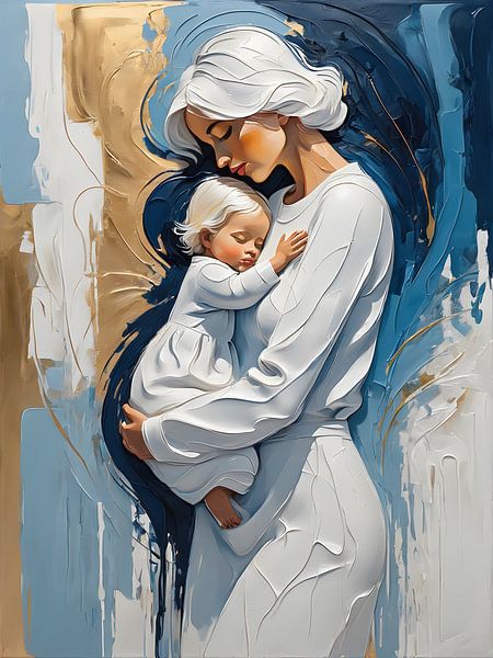 Moederliefde een portret van geluk van Jolique Arte