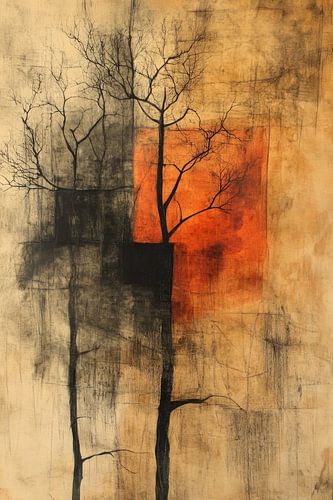 Tree Reflection in Abstract Textures and Warm Tones