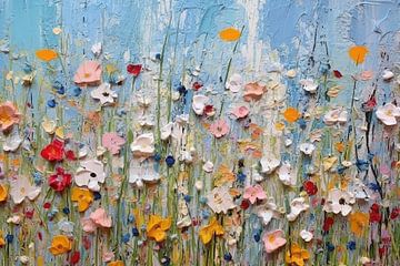Blumenfelder | Verstreut von den Farben des Himmels | Blumenfeldkunst von Blikvanger Schilderijen