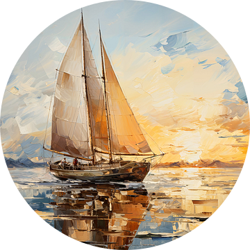 Zeilschip bij Zonsondergang van De Mooiste Kunst